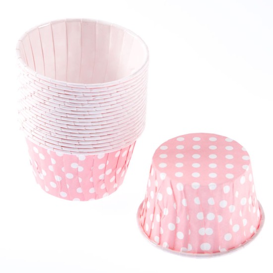 Muffinförmchen Pink mit Weiße Pünktchen klein 100 Stück - H20 - Mytortenland